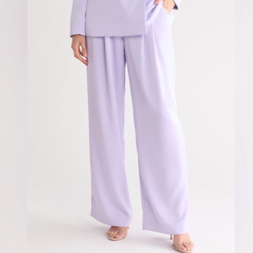 NWT Wayf Lavender Purple Women's Satin Pleated Trousers Size XL